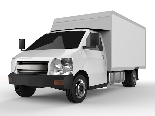 Photo small white truck car delivery service delivery of goods and products to retail outlets 3d rende