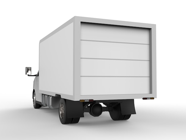 Small white truck. Car delivery service. Delivery of goods and products to retail outlets