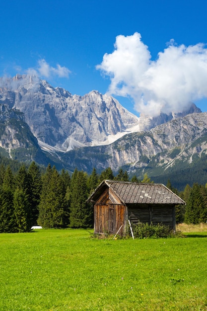 Small wooden house in the mountains