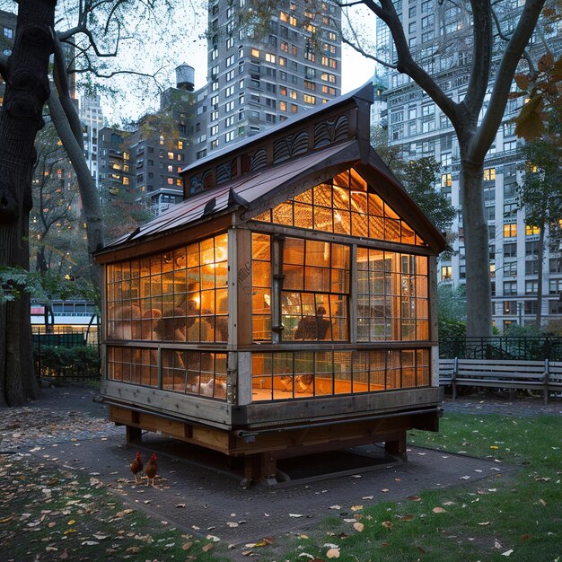 Photo a small wooden house with the word  the  on it