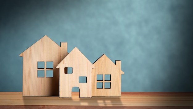 Small wooden houses on the table