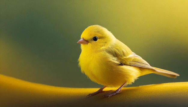 Photo a small yellow 3d bird sitting on top of a yellow surface