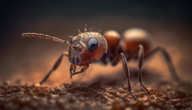 Small yellow ant on leaf magnified generated by AI