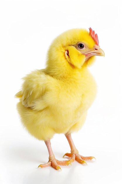 Small yellow chicken on white background