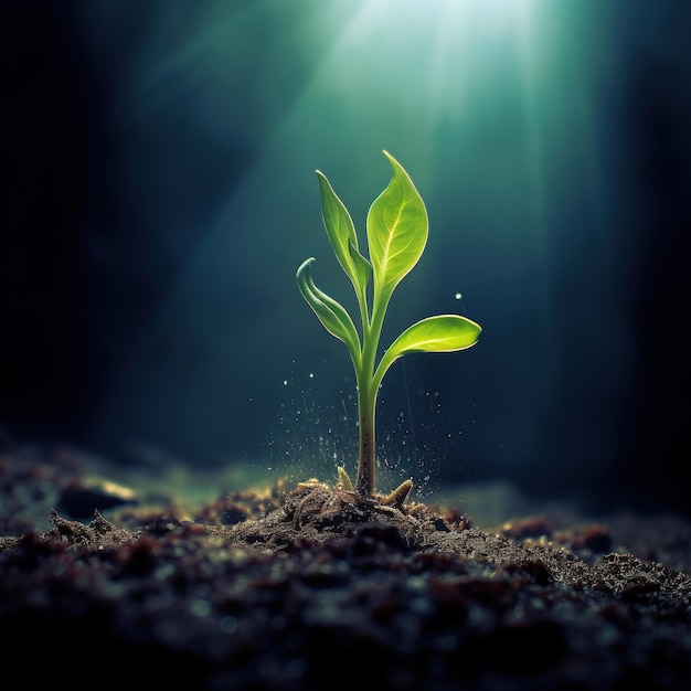 小さな植物が育つ