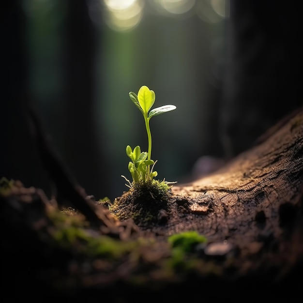 小さな植物が育つ