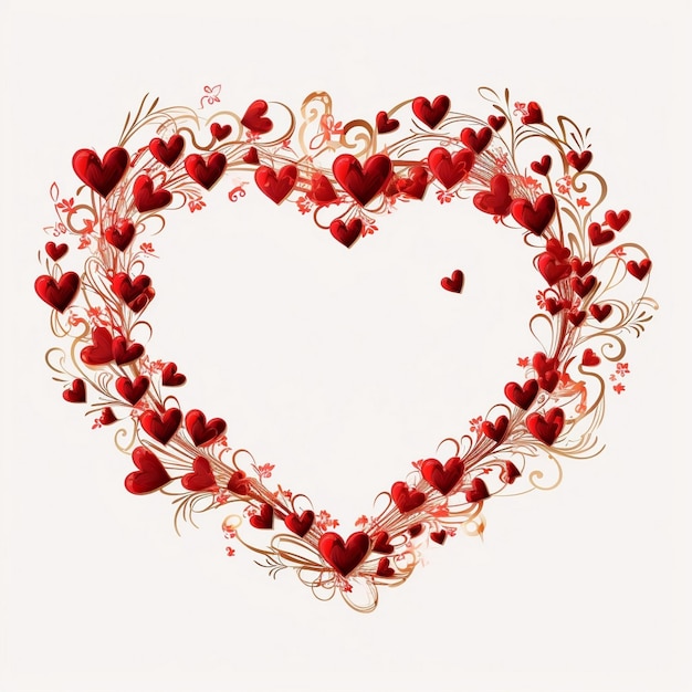 Photo smaller red hearts valentine day borders heart lovely background ai generated