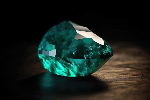 Smaragd is een zeldzame kostbare geologische natuursteen op een zwarte achtergrond in rustige modieuze sieraden
