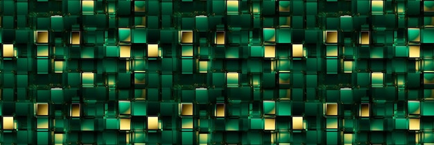 Smaragdgroene en gouden vierkanten abstracte achtergrond