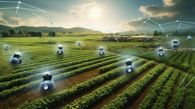 A Smart Agriculture Farm Using Drones Iot Background