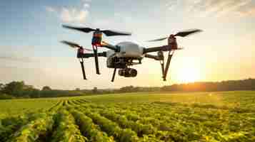 Photo a smart agriculture farm using drones iot wallpaper