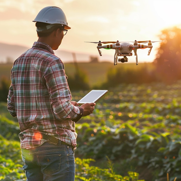 smart agriculture specialist monitoring drone data