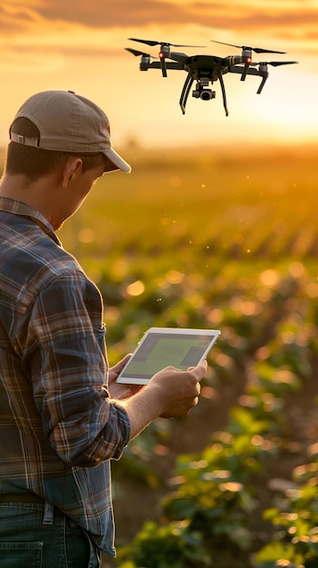 smart agriculture specialist monitoring drone data