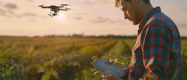 smart agriculture specialist monitoring drone data