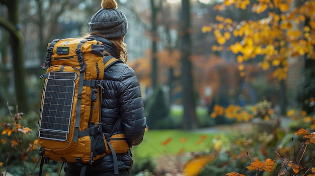 A Smart Backpack With BuiltIn Solar Panels Background