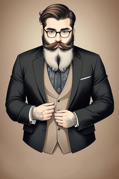 Photo smart bearded model illustration