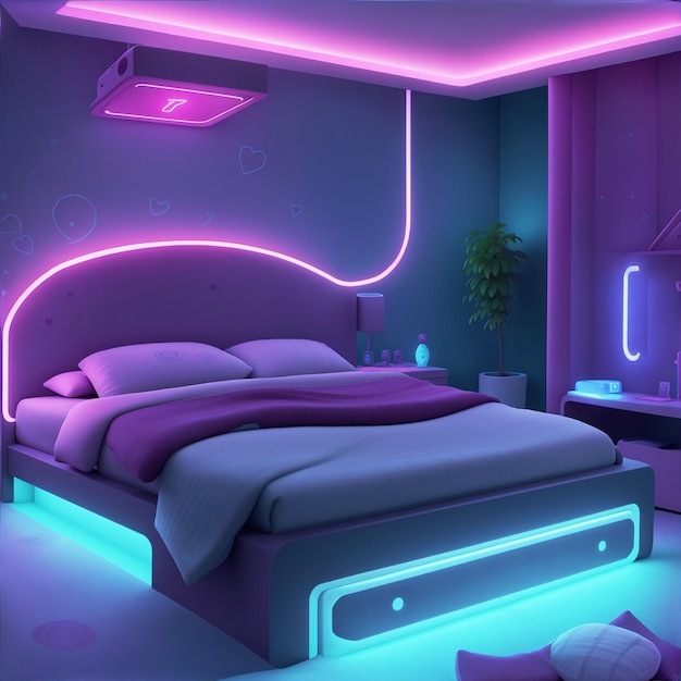 Premium AI Image | Smart bedroom with futuristic bed design