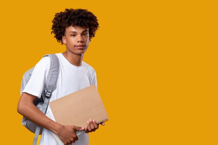 Smart black teenager student lifestyle young male