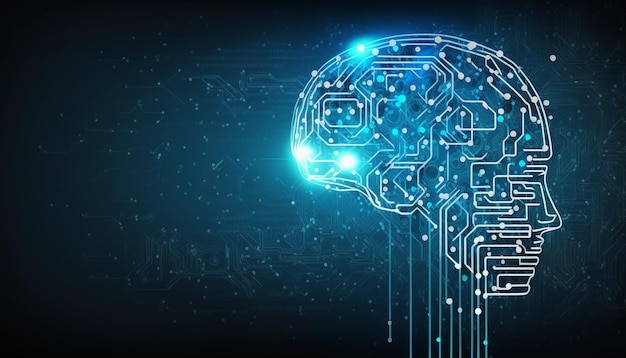 Smart brain artificial intelligence tecknologi AI mind big data background