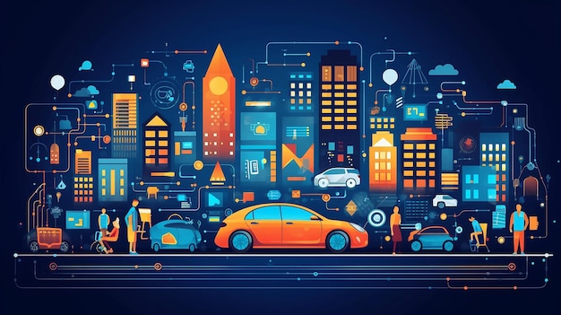 Smart car wireless network connection with smart city Generative AI