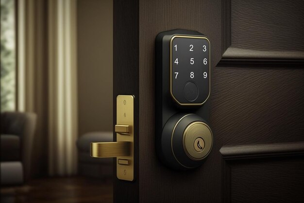 Smart card door key lock system in hotel isolated on white background Generative AI