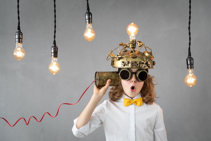 Photo smart child pretend to be businessmen
