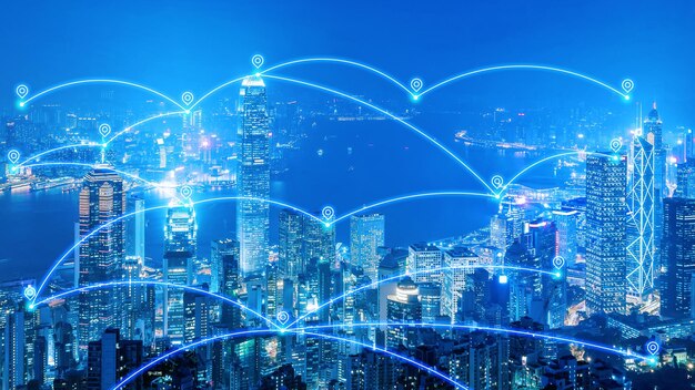Photo smart city communication network and internet of things for smart city and big data concept