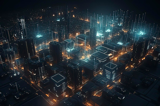 Smart City in the Context of Circuit Boards AI technology generated image