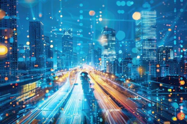 Photo smart city incorporating iot and ict technologies