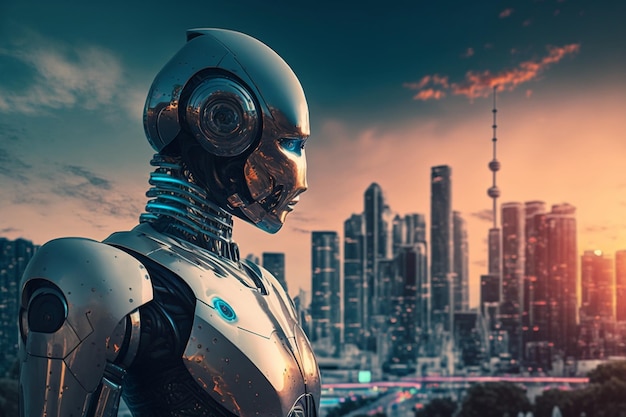Smart City met kunstmatige intelligentie van het robotsysteem Genereer Ai