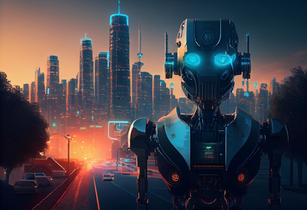 Smart City met kunstmatige intelligentie van het robotsysteem Genereer Ai