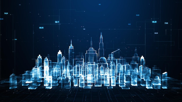 Smart city che utilizza l'intelligenza artificiale tecnologia futuristica internet