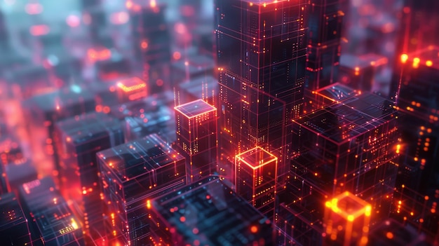 smart city with abstract dots and gradient lines in big data concept