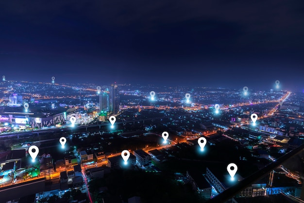 Photo smart city with checkpoints  communication network