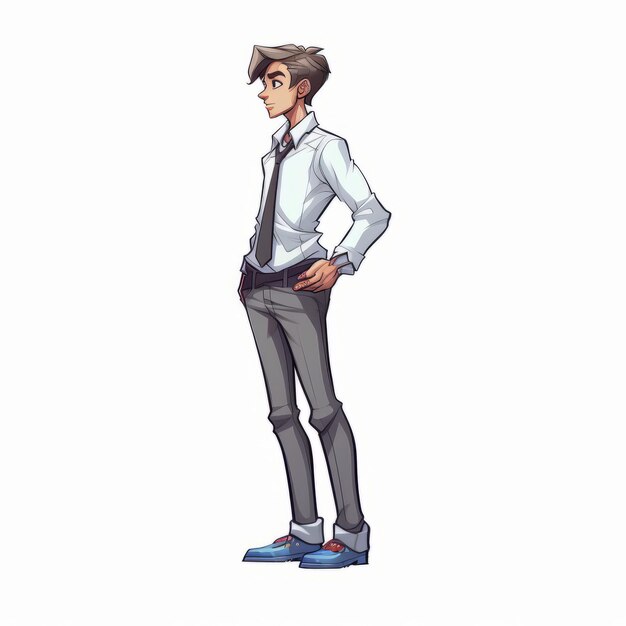 Smart Clothes Anime Sprite Comic Style 2d Character On White Background