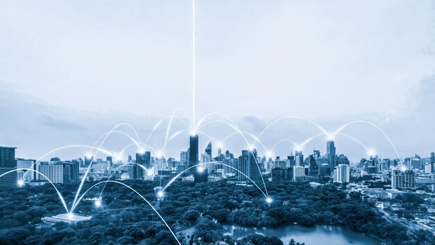 Smart digital city with connection network reciprocity over the cityscape