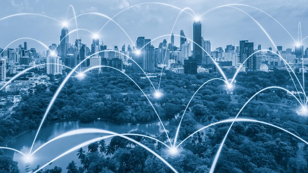 Smart digital city with connection network reciprocity over the cityscape