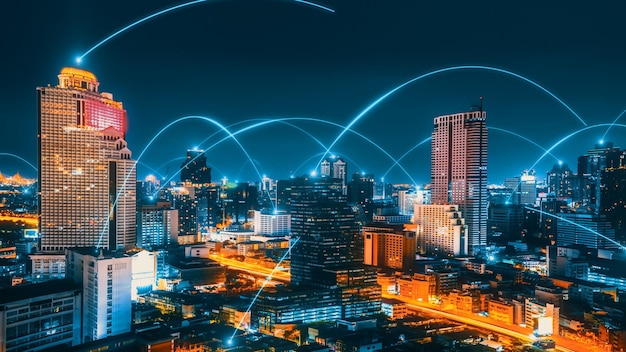 Smart digital city with connection network reciprocity over the cityscape