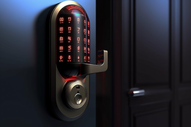 パスコードを入力することでスマート デジタル タッチ スクリーン キーパッドにアクセスできます。木製のデジタル ドア ハンドル