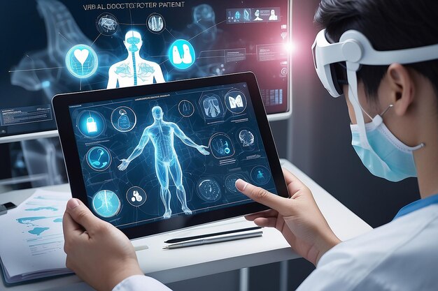写真 smart doctor utilizing medical technology digital tablet and vr integration