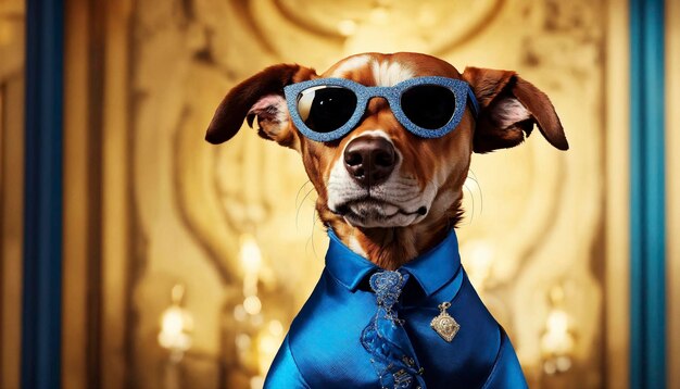 Photo smart dog in suit glasses