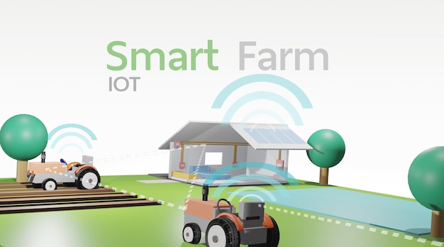 Фото smart farm, современная система сельскохозяйственных технологий, которая использует компьютеры для помощи в работе и управлении