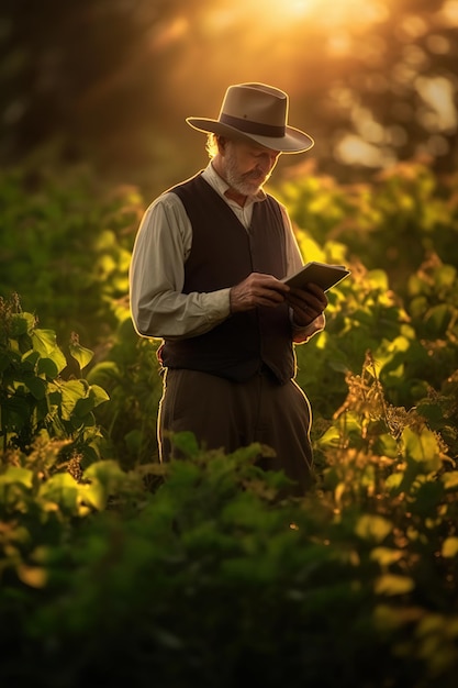 smart farming concept tractor on a smartphone farm online management