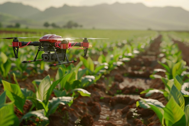 Photo smart farming drones monitoring soil moisture leve