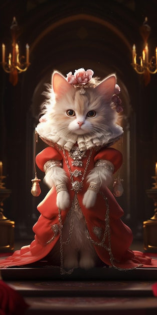 Smart Fashionista Kitty in a Fashionable Dress