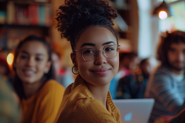 Smart Female Student Studying in Modern School Environment