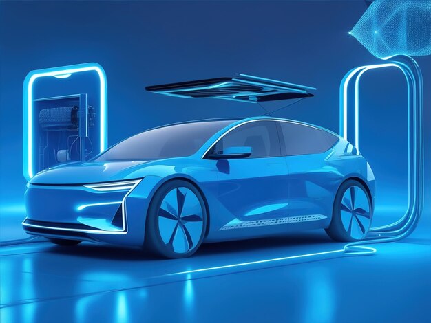 Smart futuristic car hologram HUD UI Abstract virtual graphic touch user interface Generative AI