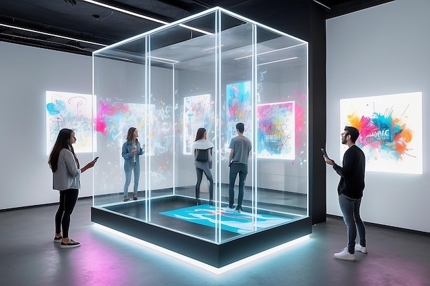 Photo smart glass walls art gallery mockup