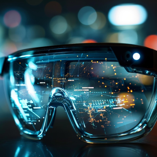 Smart glasses with augmented reality capabilities showing additional information AI generated