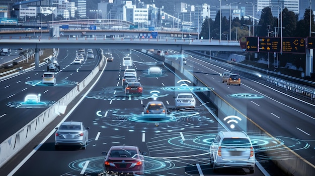 Smart highway with digital traffic management and autonomous vehicles Circuit Diagram